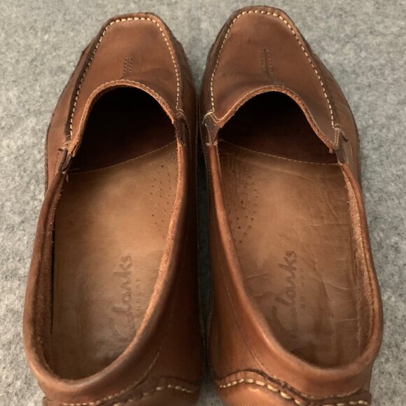 Clarks Men’s Brown Leather Driving Slip On Loafers - Picture 9 of 12